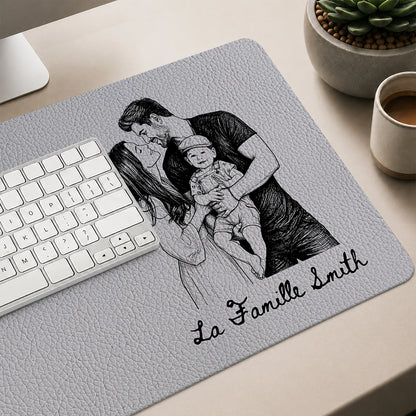 Personnalisé La Famille - Tapis De Bureau En Cuir PU Personnalisé