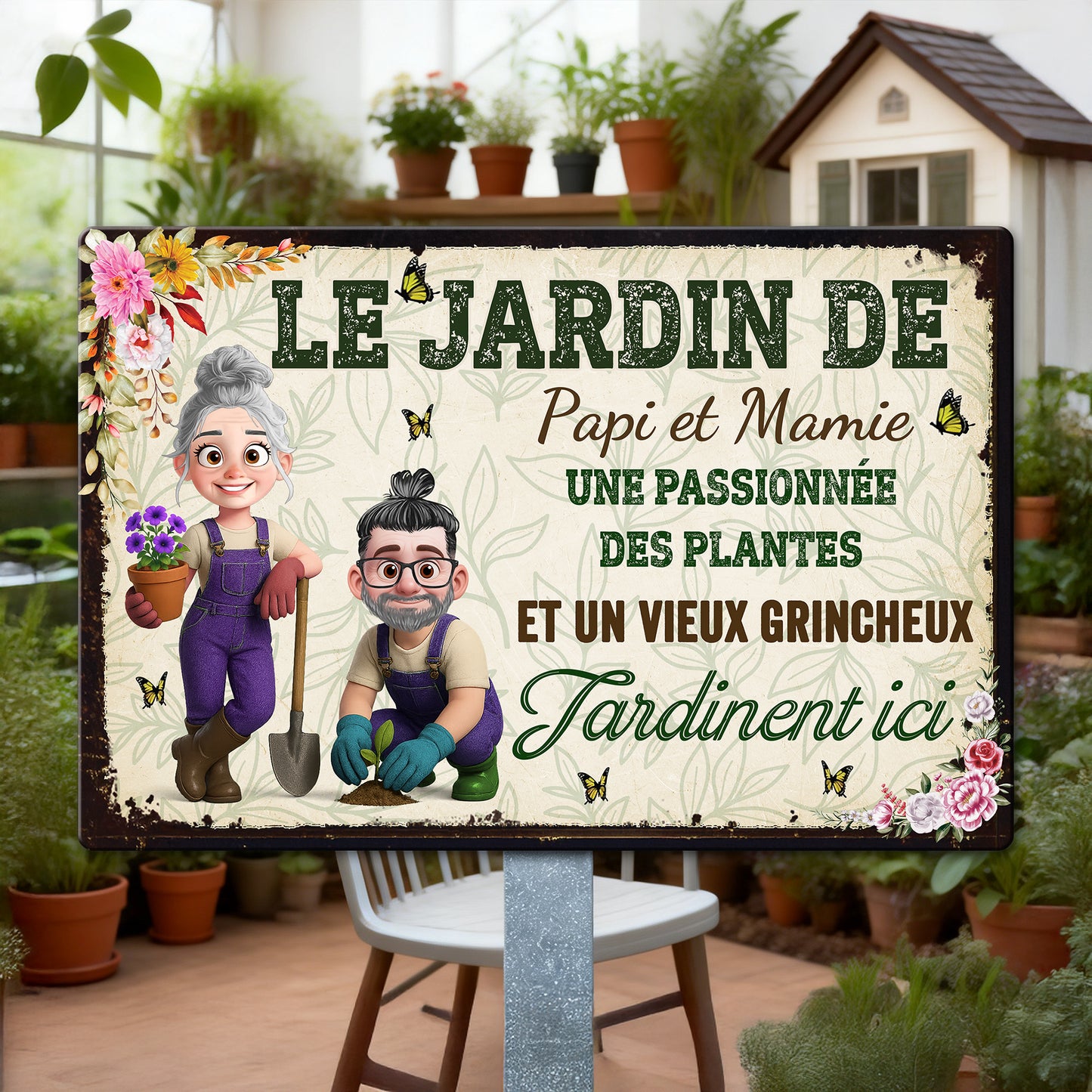 Une Folle Des Plantes et Un Pasionnée  – Plaque En Métal Personnalisée