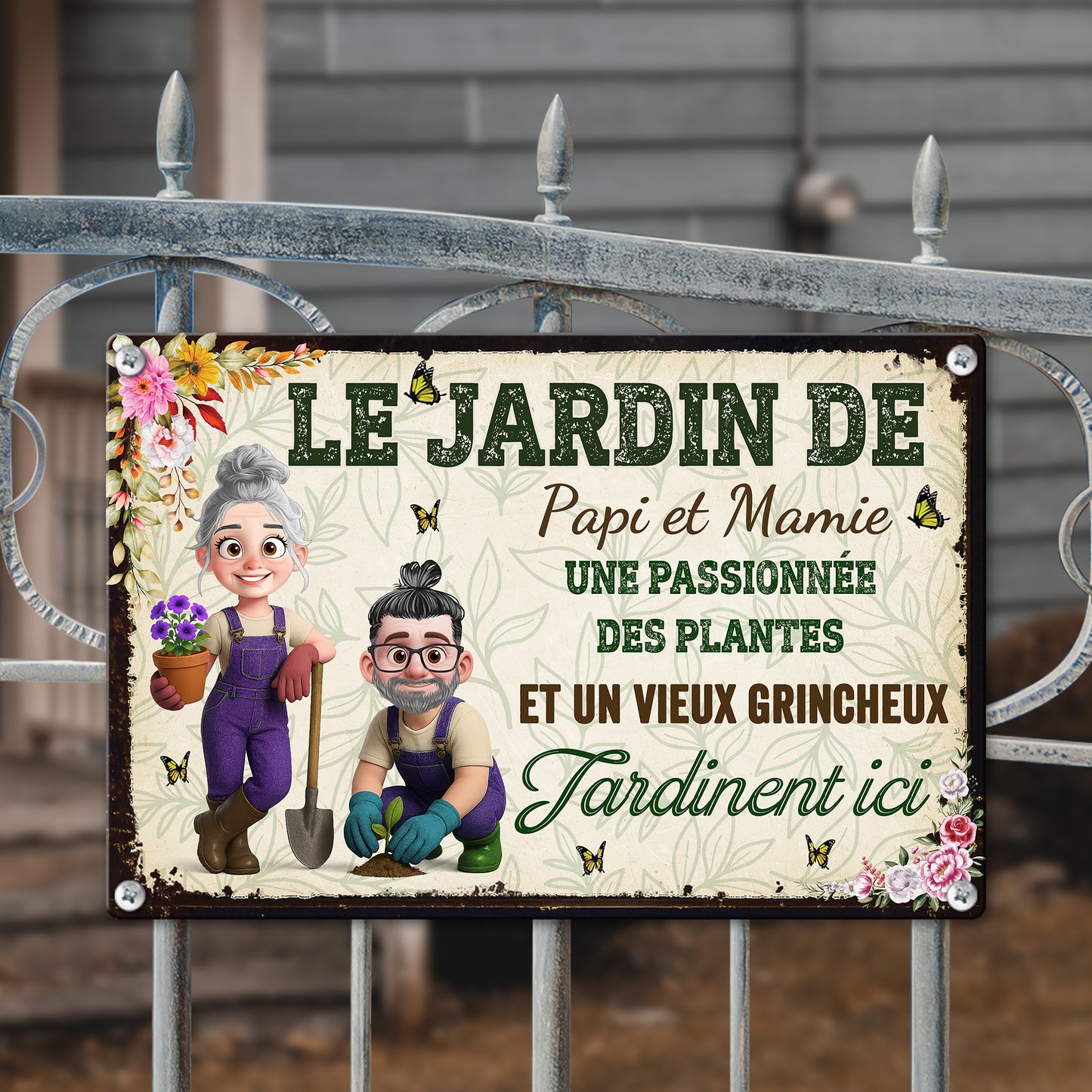 Une Folle Des Plantes et Un Pasionnée  – Plaque En Métal Personnalisée