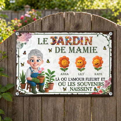 Le Jardin De Mamie  – Plaque En Métal Personnalisée