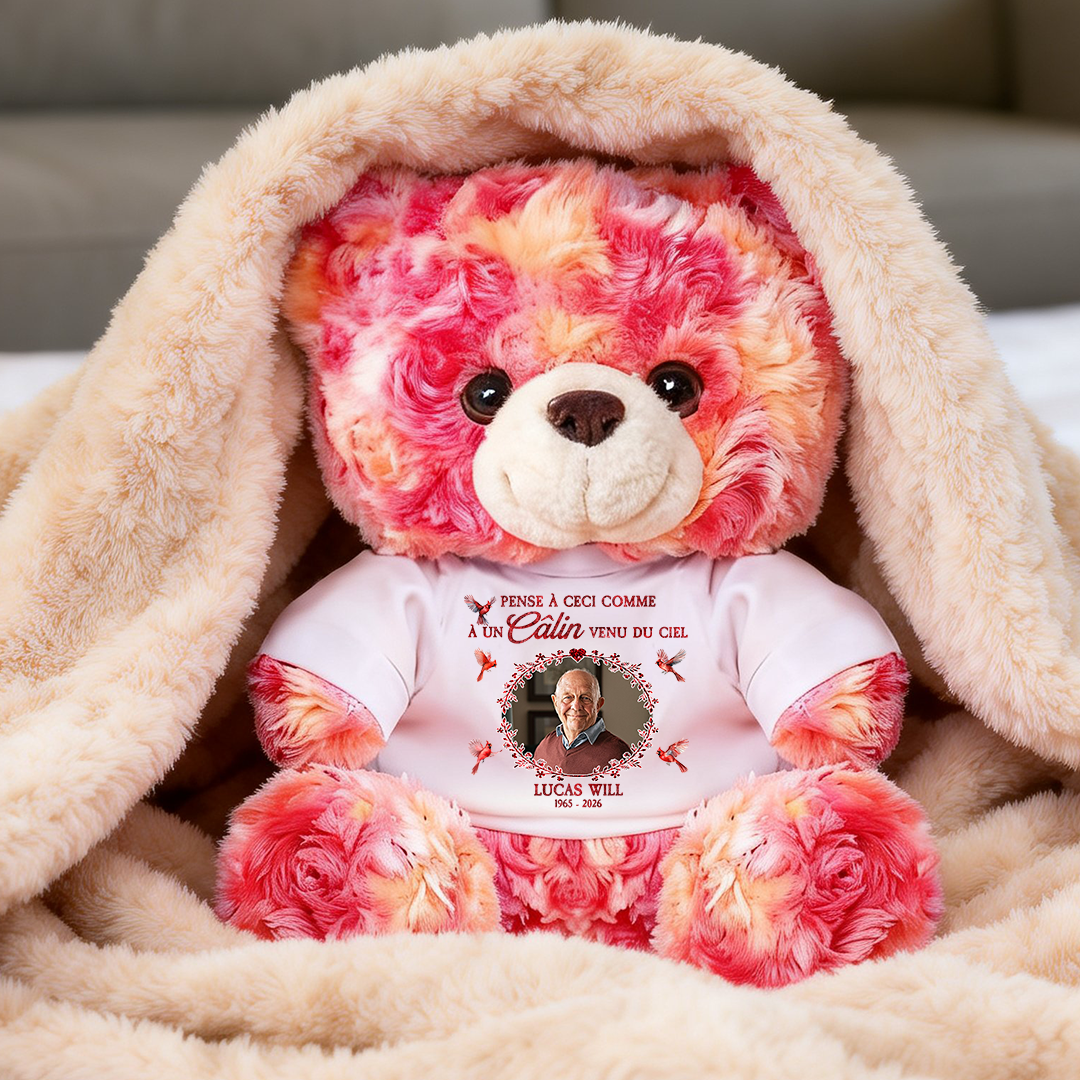 À Un Câlin Venu Du Ciel - Ours En Peluche en T-shirt Personnalisé avec Photo