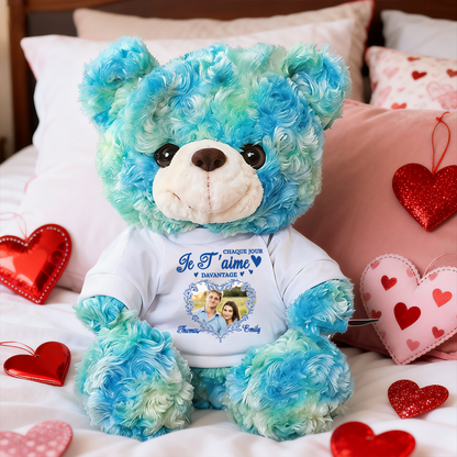 Je T'aime Davantage - Ours En Peluche en T-shirt Personnalisé avec Photo