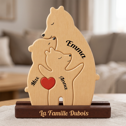 Familial Personnalisé Avec Un Ours – Puzzle En Bois Personnalisé Avec Prénom Gravé