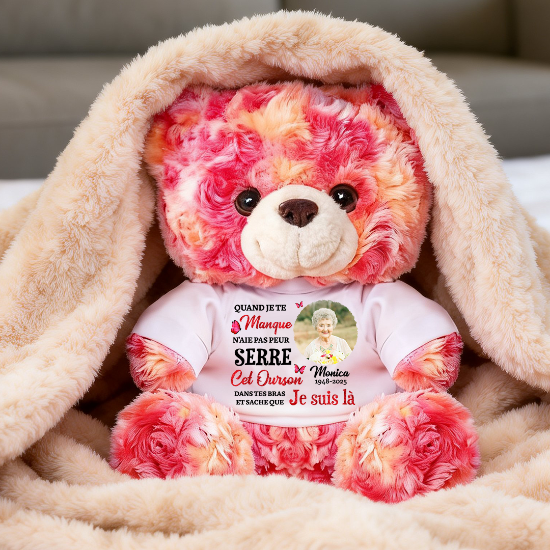 Quand Je Te Manque N'aie Pas Peur- Ours En Peluche en T-shirt Personnalisé avec Photo