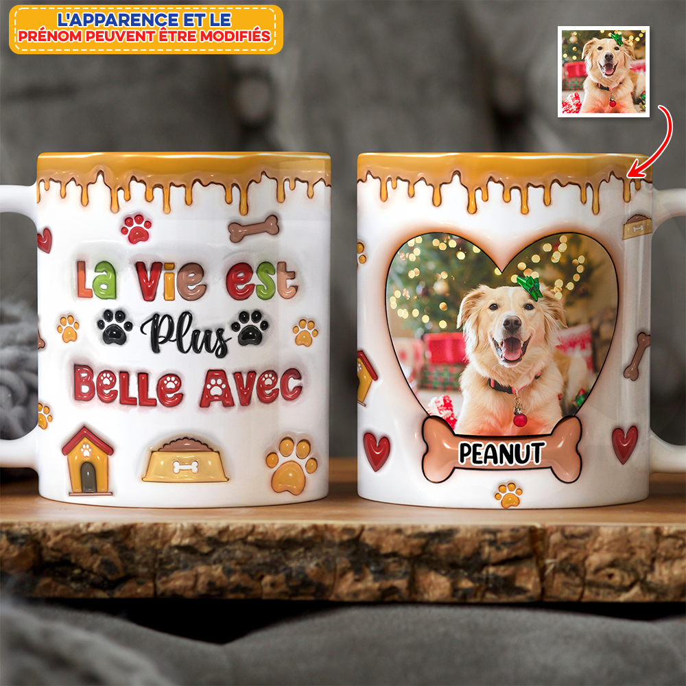 La Vie Est Belle Avec Toi - Mug Personnalisé 3D Gonflé Effet