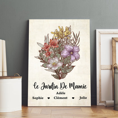 Le Jardin De Mamie – Impression Sur Toile Personnalisée - Cadeau Familial