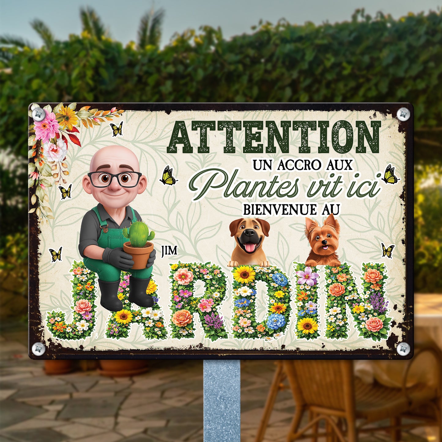 Jardin Une Accro Aux Plantes Vit Ici – Plaque En Métal Personnalisée
