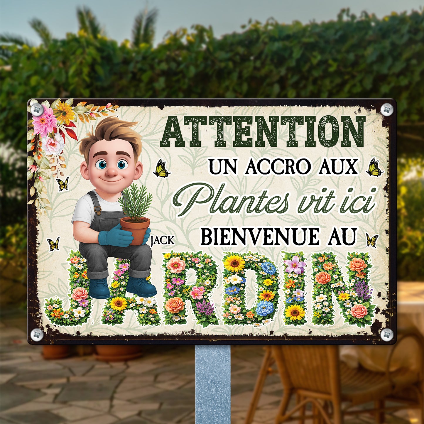 Attention ! Une Accro Aux Plantes Vit Ici – Plaque En Métal Personnalisée