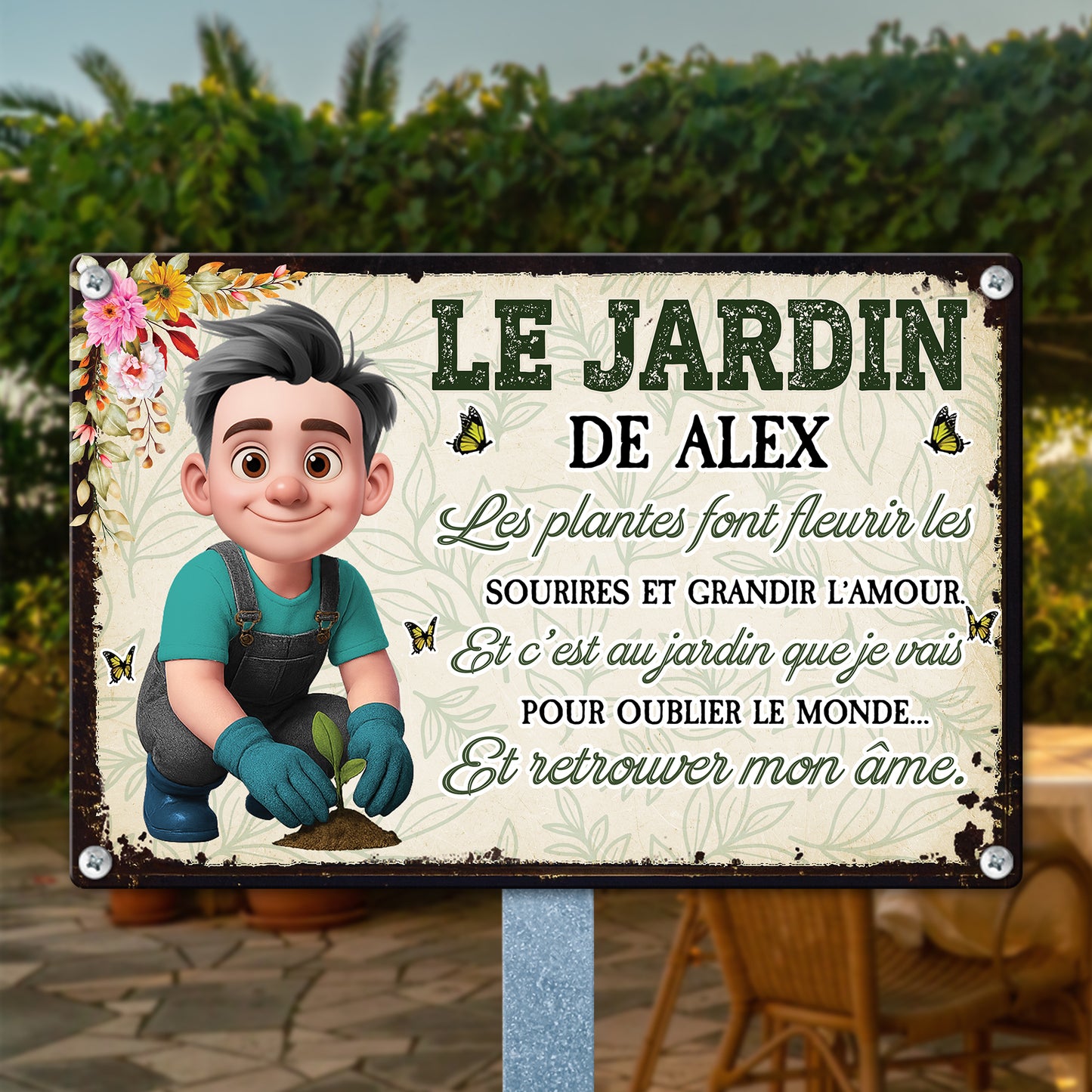 Le Jardin Les Plantes Font Fleurir Les Sourires Et Grandir L’amour  – Plaque En Métal Personnalisée