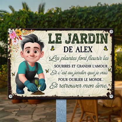 Le Jardin Les Plantes Font Fleurir Les Sourires Et Grandir L’amour  – Plaque En Métal Personnalisée