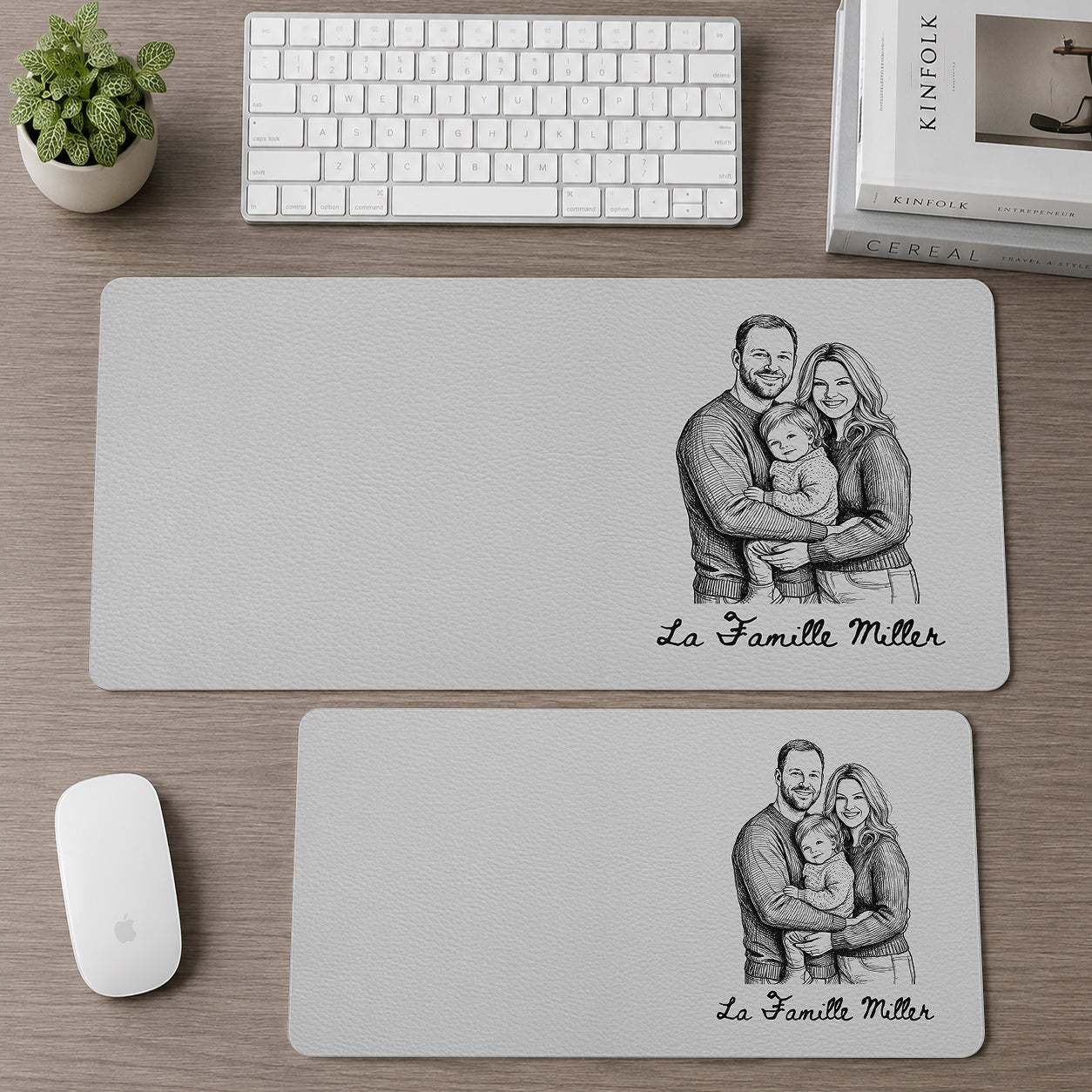 Personnalisé La Famille - Tapis De Bureau En Cuir PU Personnalisé
