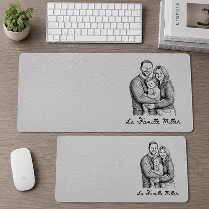 Personnalisé La Famille - Tapis De Bureau En Cuir PU Personnalisé