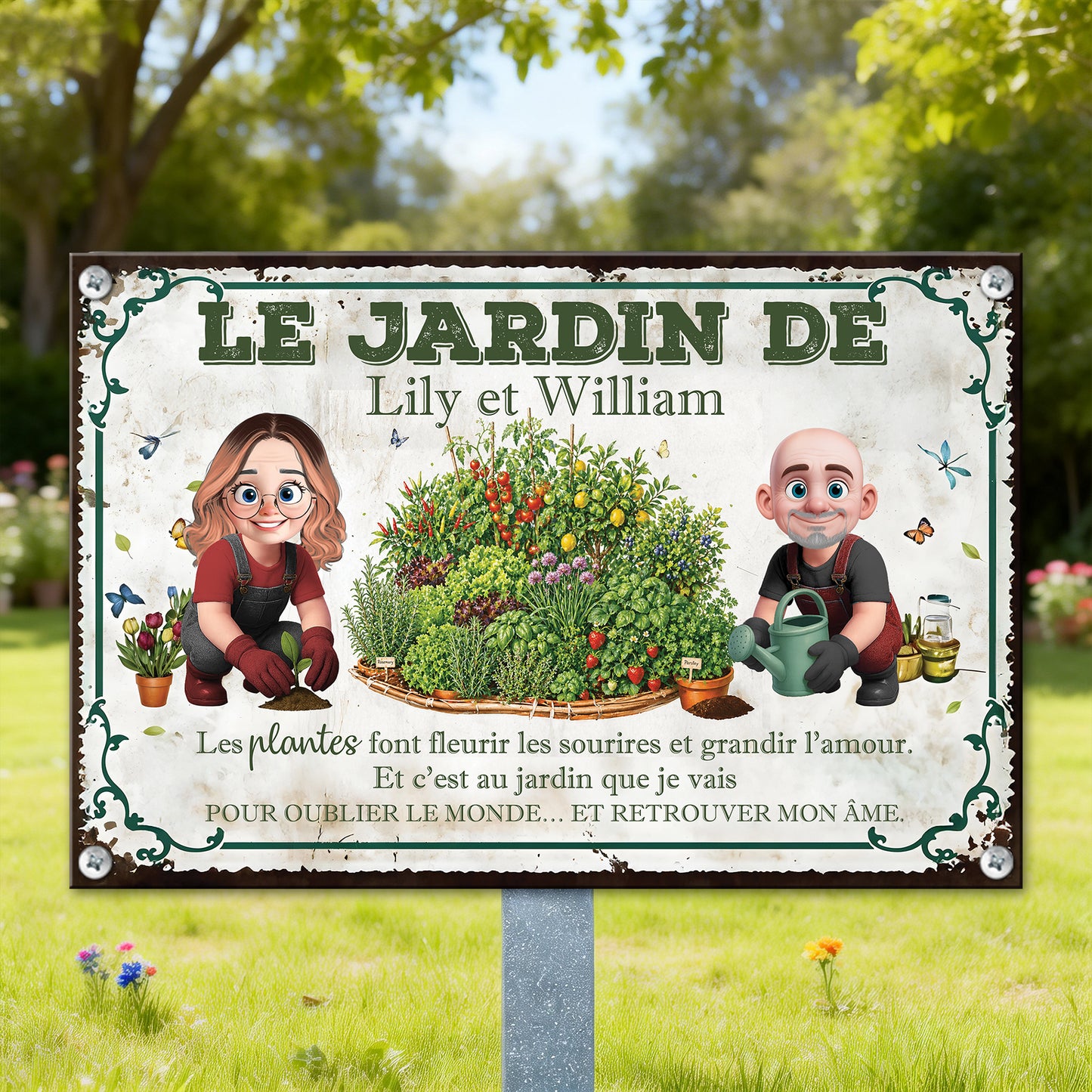 Les Plantes Font Fleurir Les Sourires Et Grandir L’amour – Plaque En Métal Personnalisée