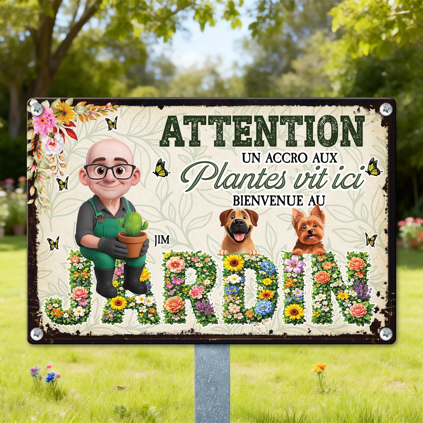Jardin Une Accro Aux Plantes Vit Ici – Plaque En Métal Personnalisée