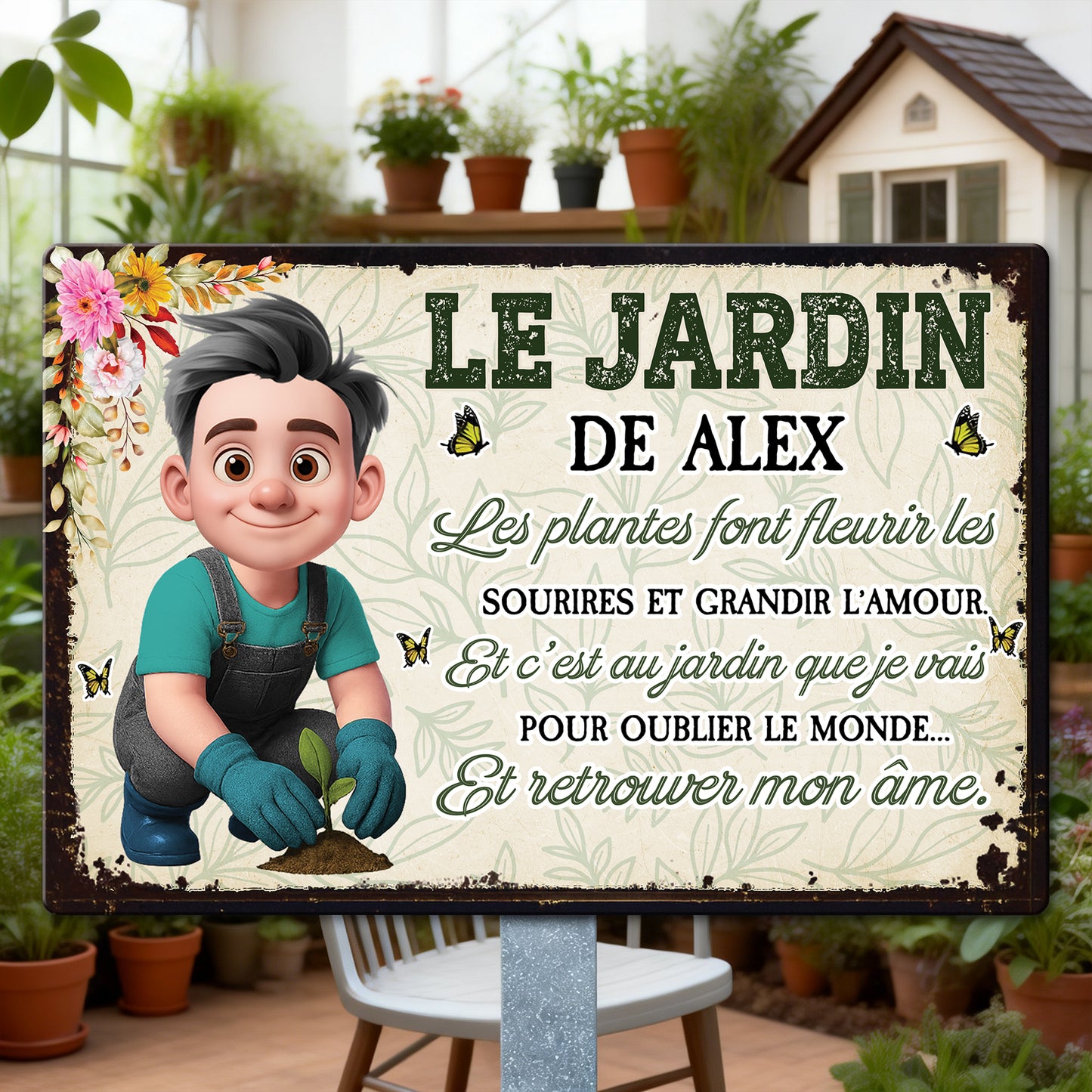 Le Jardin Les Plantes Font Fleurir Les Sourires Et Grandir L’amour  – Plaque En Métal Personnalisée