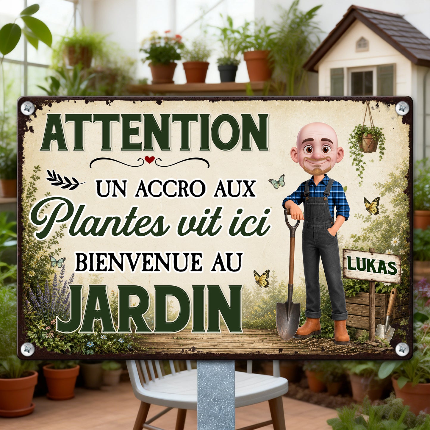 Attention ! Attention ! Une Accro Aux Plantes Vit Ici – Plaque En Métal Personnalisée
