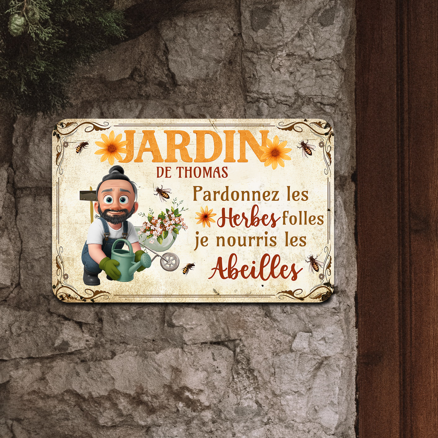 Pardonnez Les Herbes Folles – Plaque En Métal Personnalisée