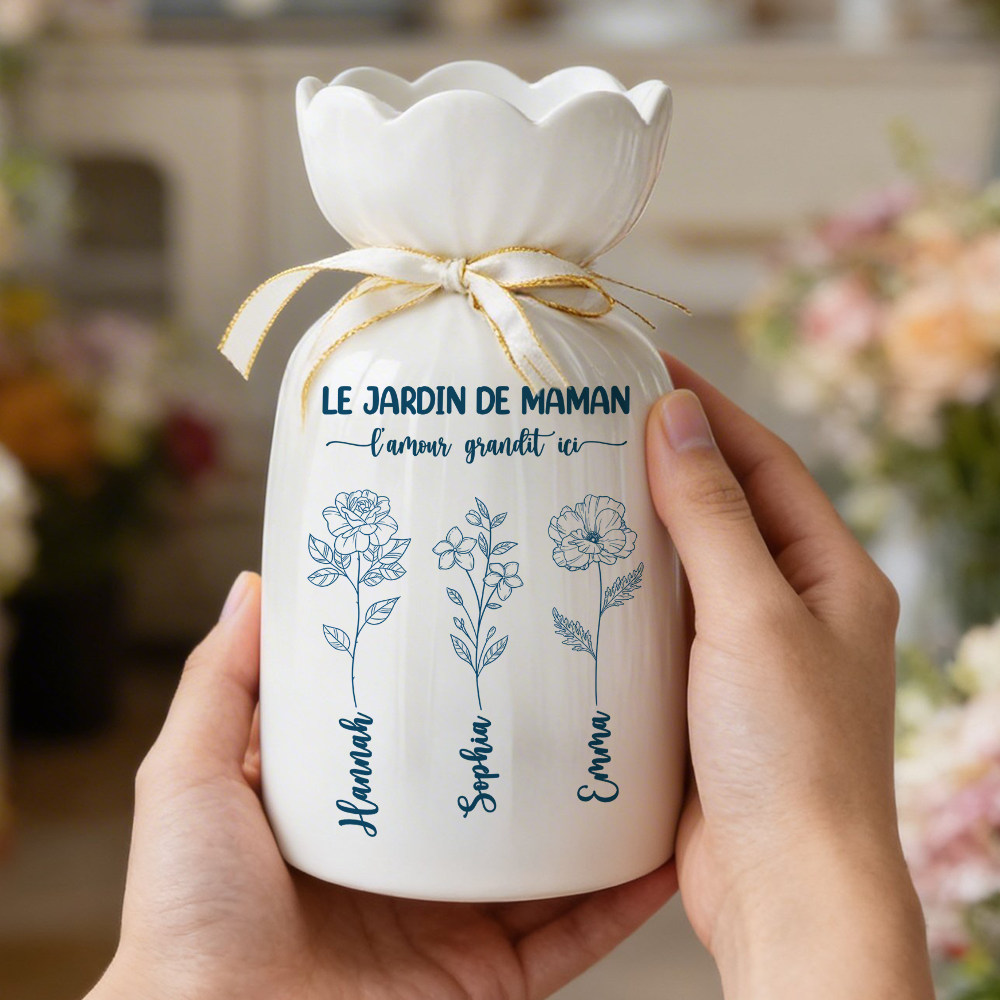 Le Jardin De Maman Mamie - Vase Décoratif Personnalisé Pour La Maison