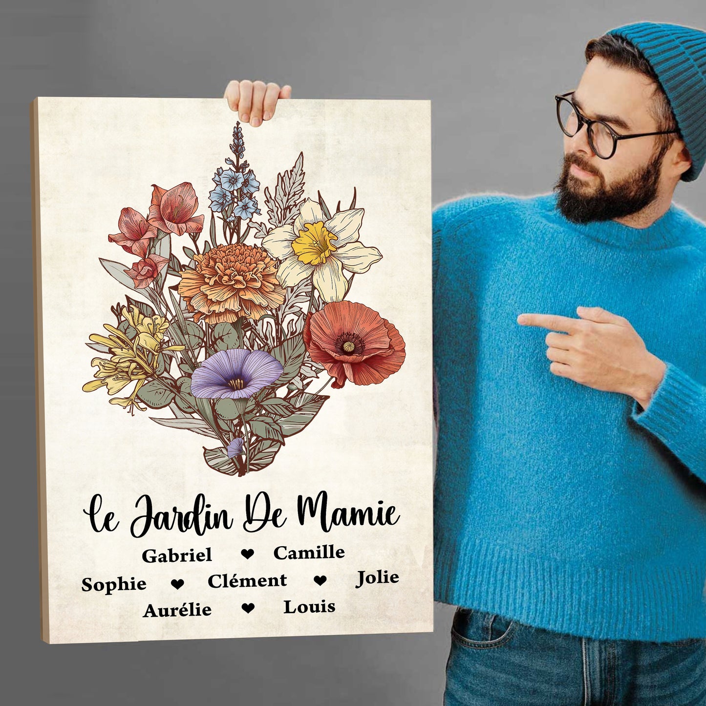 Le Jardin De Mamie – Impression Sur Toile Personnalisée - Cadeau Familial