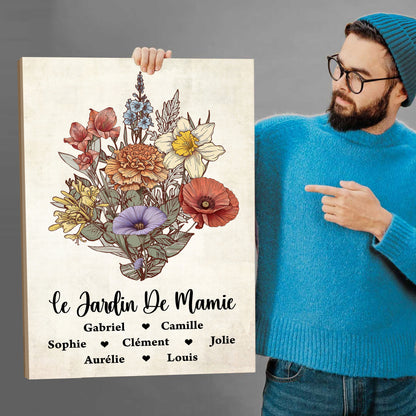 Le Jardin De Mamie – Impression Sur Toile Personnalisée - Cadeau Familial