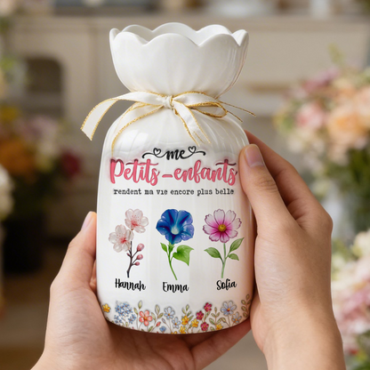 Mes Petits-enfants Rendent Ma Vie Encore Plus Belle Fleur - Vase Décoratif Personnalisé Pour La Maison
