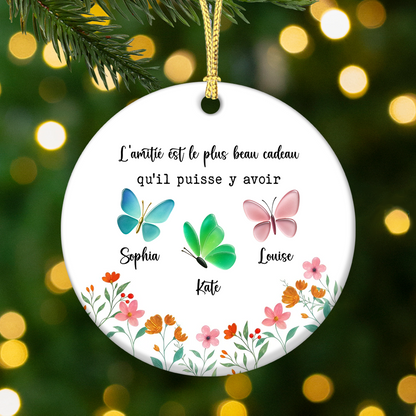 Il n’y A Pas De Plus Beau Cadeau Que L’amitié - Ornement Souvenir En Céramique Blanche Avec Effet Relief 3D