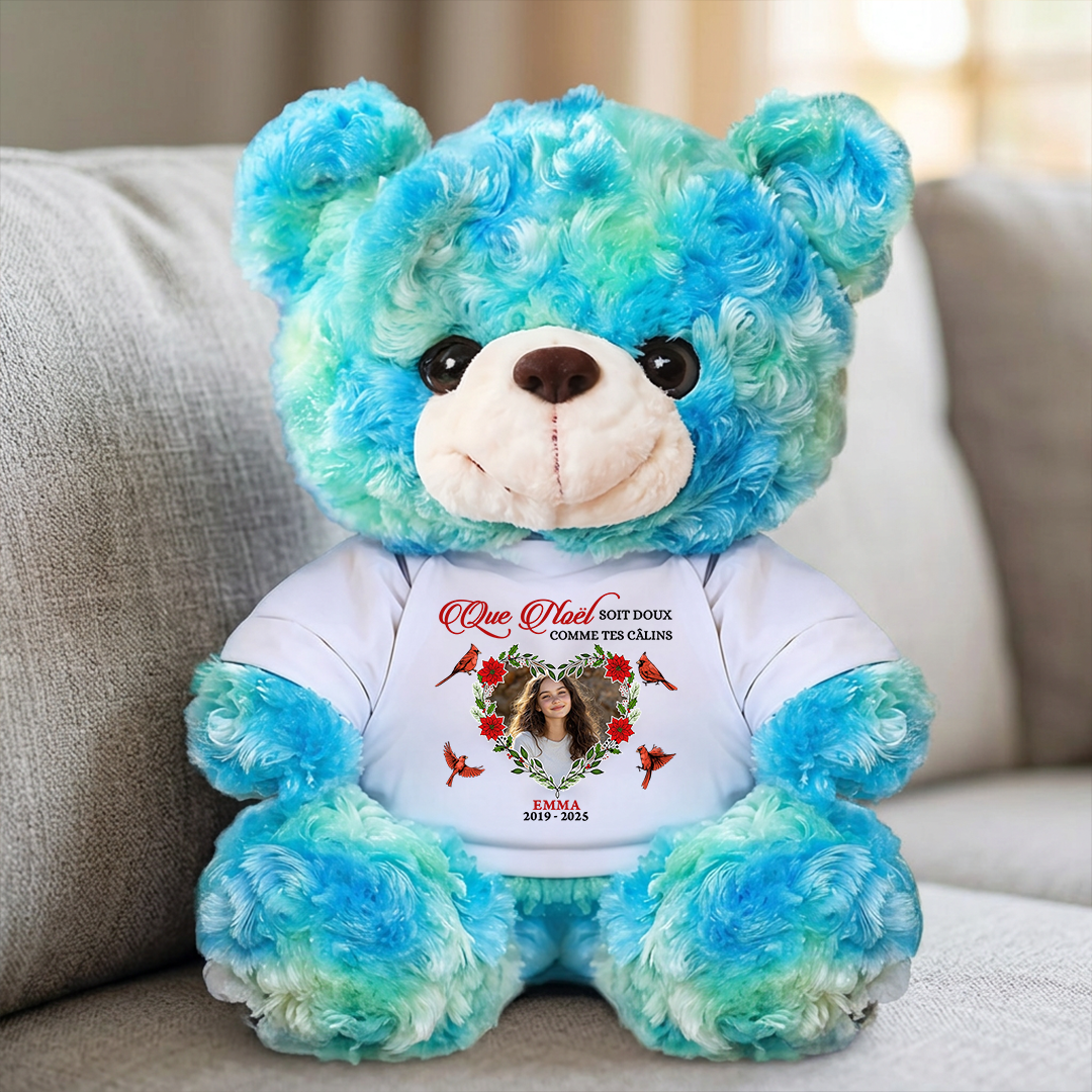 Que Noël Soit Doux Comme Tes Câlins - Ours En Peluche en T-shirt Personnalisé avec Photo