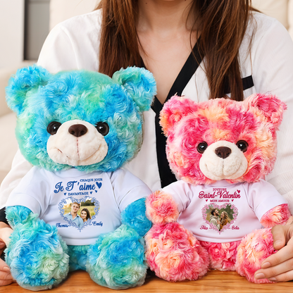 Je T'aime Davantage - Ours En Peluche en T-shirt Personnalisé avec Photo