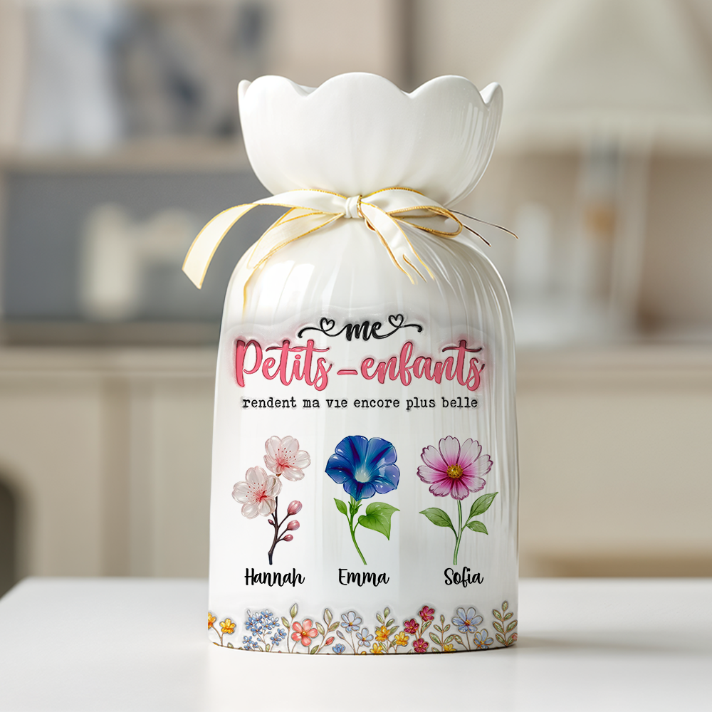 Mes Petits-enfants Rendent Ma Vie Encore Plus Belle Fleur - Vase Décoratif Personnalisé Pour La Maison