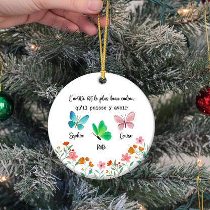 Il n’y A Pas De Plus Beau Cadeau Que L’amitié - Ornement Souvenir En Céramique Blanche Avec Effet Relief 3D