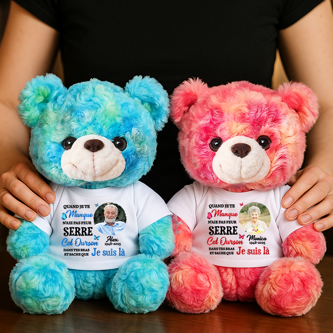 Quand Je Te Manque N'aie Pas Peur- Ours En Peluche en T-shirt Personnalisé avec Photo