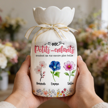 Mes Petits-enfants Rendent Ma Vie Encore Plus Belle Fleur - Vase Décoratif Personnalisé Pour La Maison