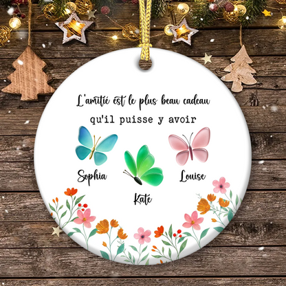 Il n’y A Pas De Plus Beau Cadeau Que L’amitié - Ornement Souvenir En Céramique Blanche Avec Effet Relief 3D