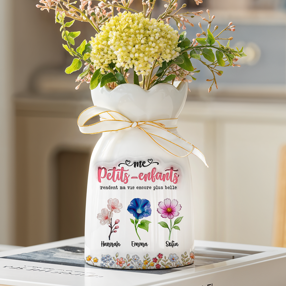 Mes Petits-enfants Rendent Ma Vie Encore Plus Belle Fleur - Vase Décoratif Personnalisé Pour La Maison