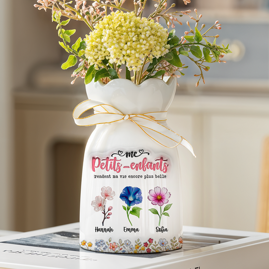 Mes Petits-enfants Rendent Ma Vie Encore Plus Belle Fleur - Vase Décoratif Personnalisé Pour La Maison