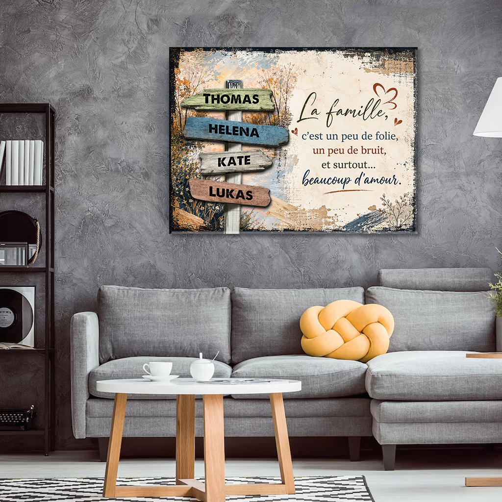 La Famille – Impression Sur Toile Personnalisée - Cadeau Familial