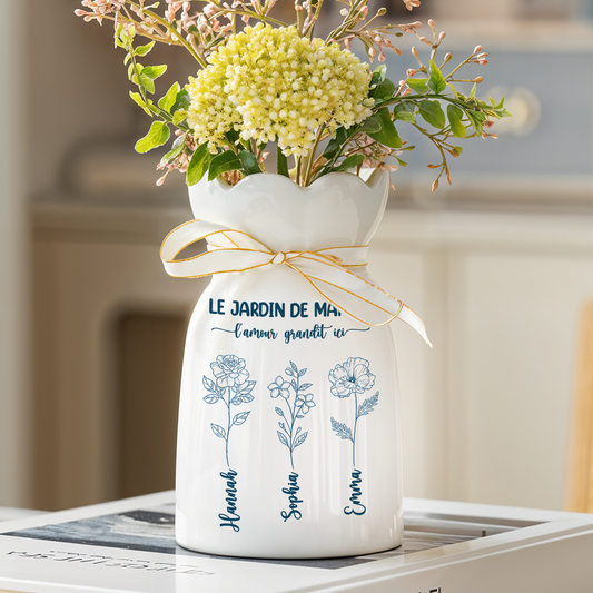 Le Jardin De Maman Mamie - Vase Décoratif Personnalisé Pour La Maison