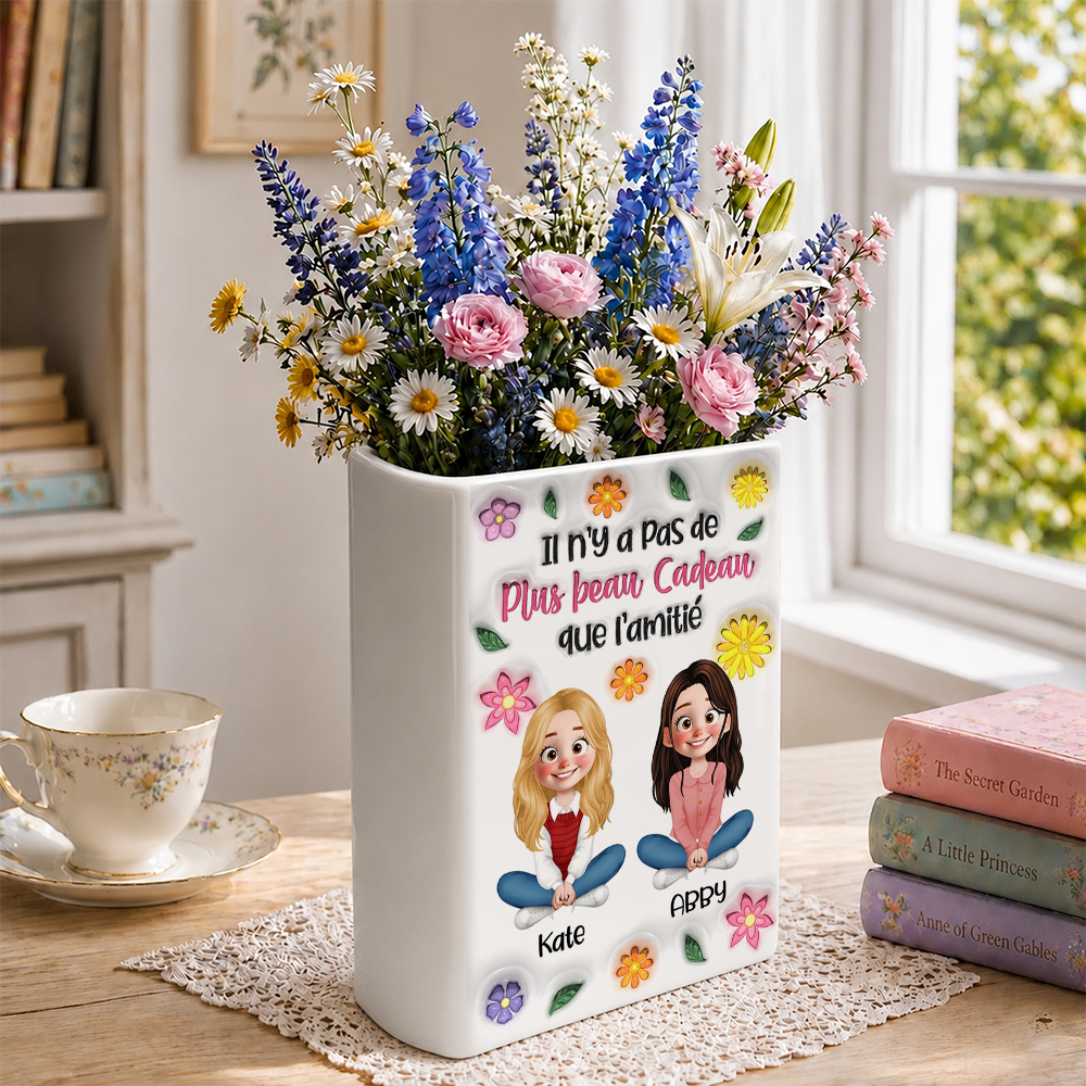 Notre Amitié Est Infinie - Vase Livre Personnalisé En Céramique