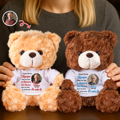 Quand Je Te Manque - Ours En Peluche en T-shirt Personnalisé avec Photo