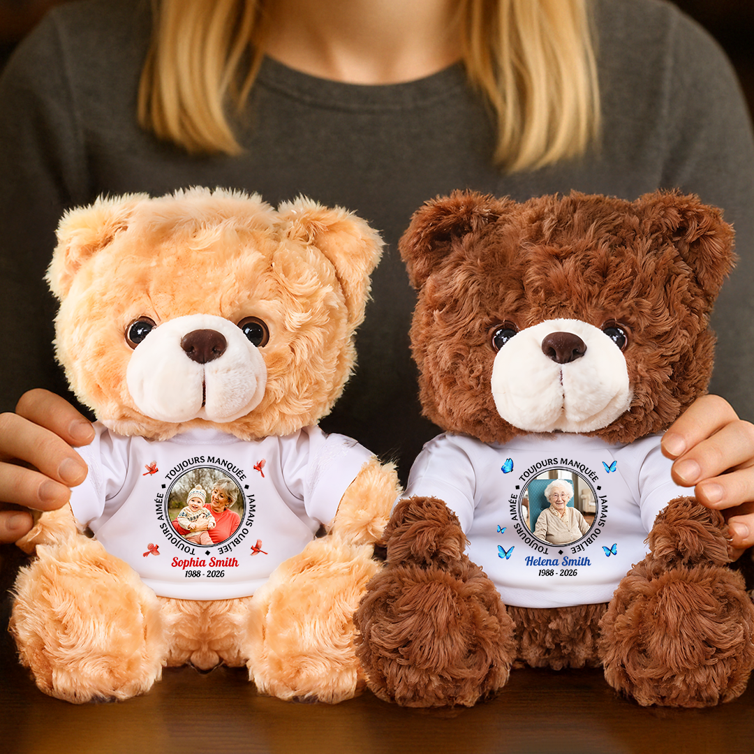 À Un Câlin Venu Du Ciel Toujours Manqué - Ours En Peluche en T-shirt Personnalisé avec Photo