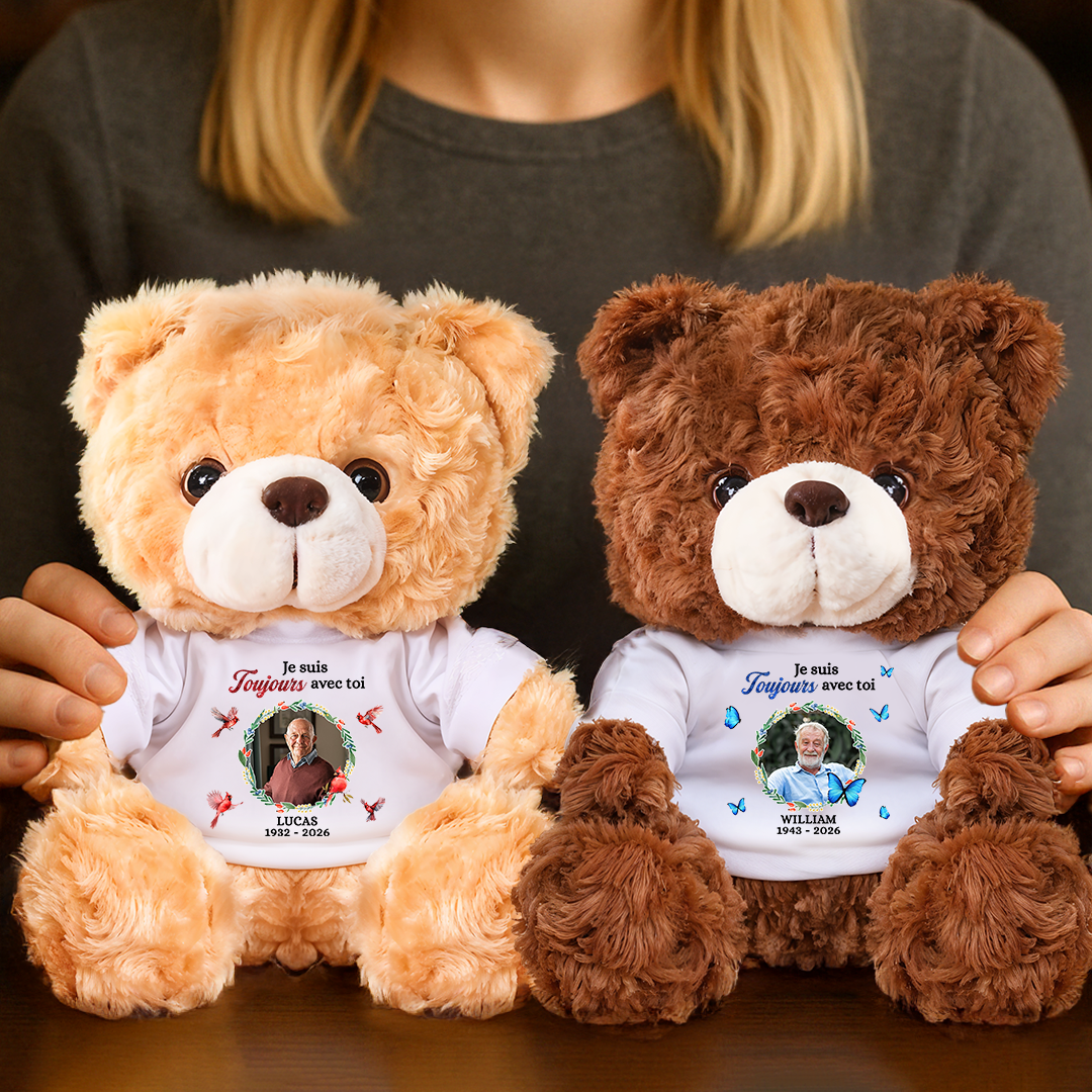 Je Suis Toujours Avec Toi - Ours En Peluche en T-shirt Personnalisé avec Photo