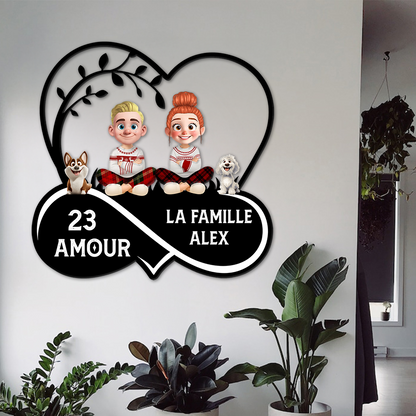 Plaque Numéro de Maison en Métal Cœur - Plaque de Jardin en Métal - Plaque d'Adresse en Métal