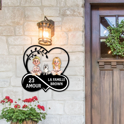 Plaque Numéro de Maison en Métal Cœur - Plaque de Jardin en Métal - Plaque d'Adresse en Métal