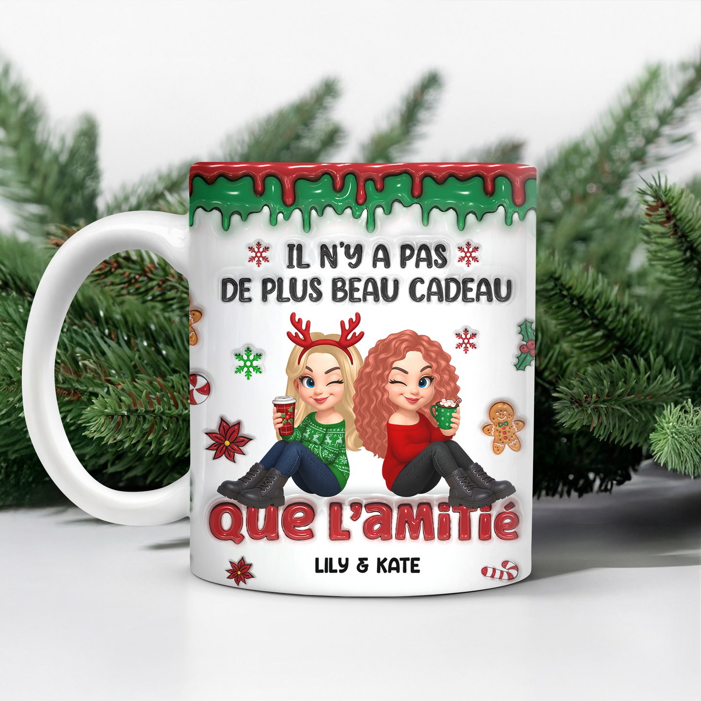 Il N’y A Pas De Plus Beau Cadeau Que L’amitié - Mug Personnalisé 3D Gonflé Effet