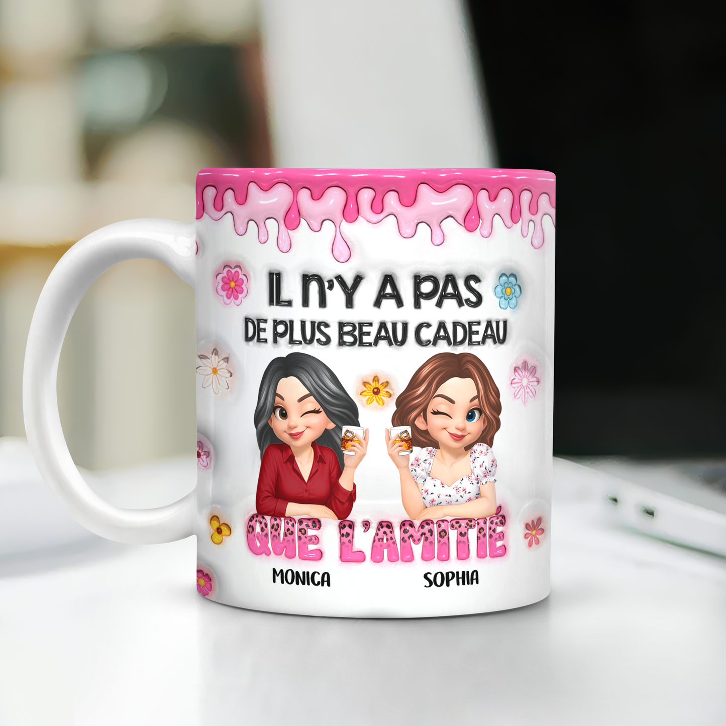 Il N'y A Pas De Plus Beau Cadeau Que L'amitié - Mug Personnalisé 3D Gonflé Effet
