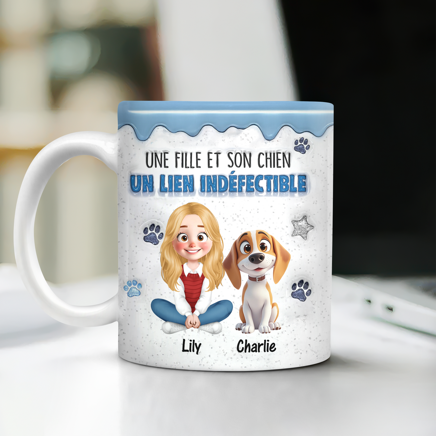 Une Fille Et Son Chien Un Lien Indéfectible - Mug Personnalisé 3D Gonflé Effet
