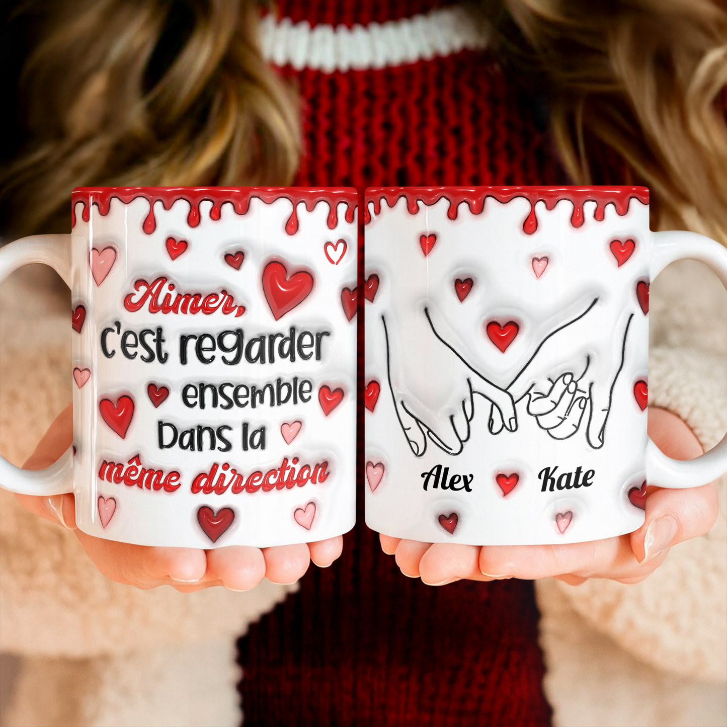 Aimer, C’est Regarder Ensemble Dans La Même Direction - Mug Personnalisé 3D Gonflé Effet