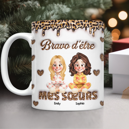 Tasse Personnalisée Meilleure Amie - Mug Personnalisé 3D Gonflé Effet