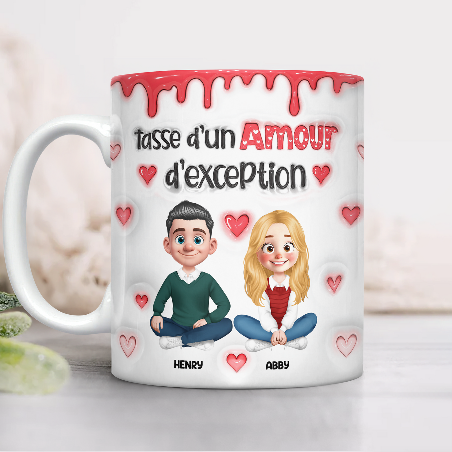 Tasse D’un Amour D’exception - Mug Personnalisé 3D Gonflé Effet