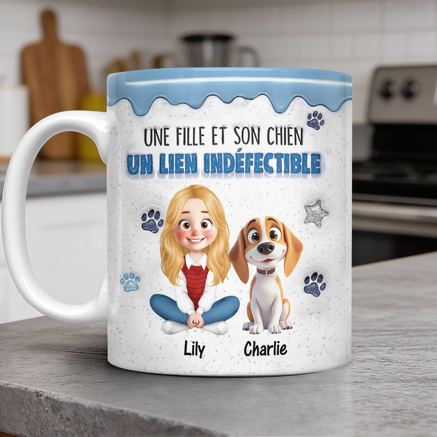 Une Fille Et Son Chien Un Lien Indéfectible - Mug Personnalisé 3D Gonflé Effet